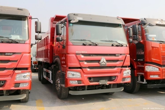 터치 스크린 예 6X4 6 미터 덤프 트럭 Sinotruk HOWO 무거운 트럭 380 HP 사용 된 0 KM 자동차